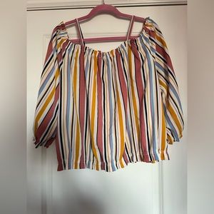 striped off-shoulder shirt, size L